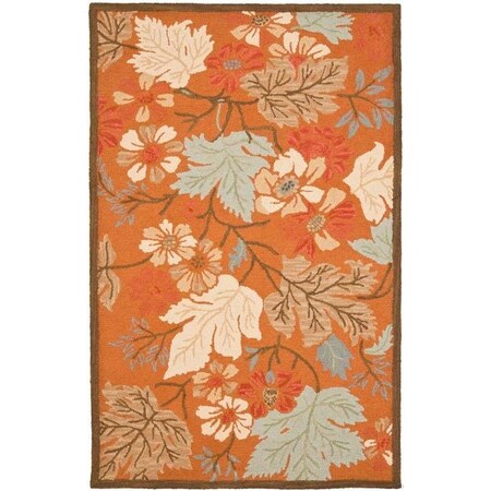 Safavieh 6 x 6 ft. Round Country and Floral Blossom- Rust and Multi Hand Hooked Rug BLM917A-6R